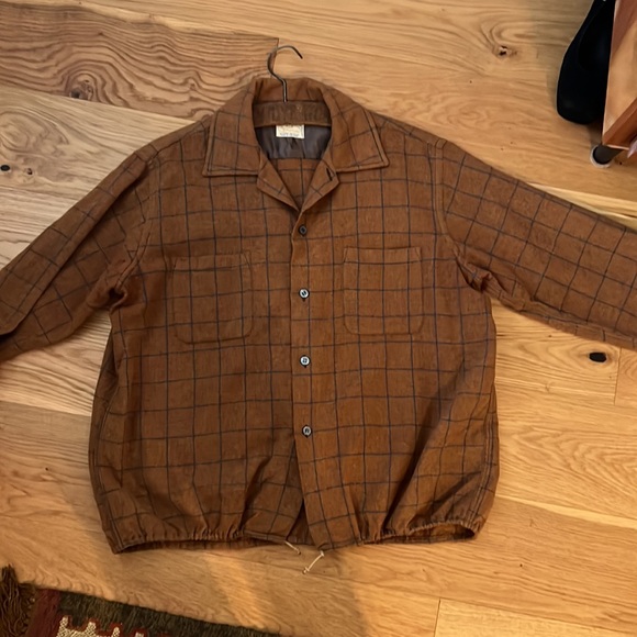 Vintage Le Chevron Plaid Wool Button Down Shirt.  Size XL. - Picture 12 of 16